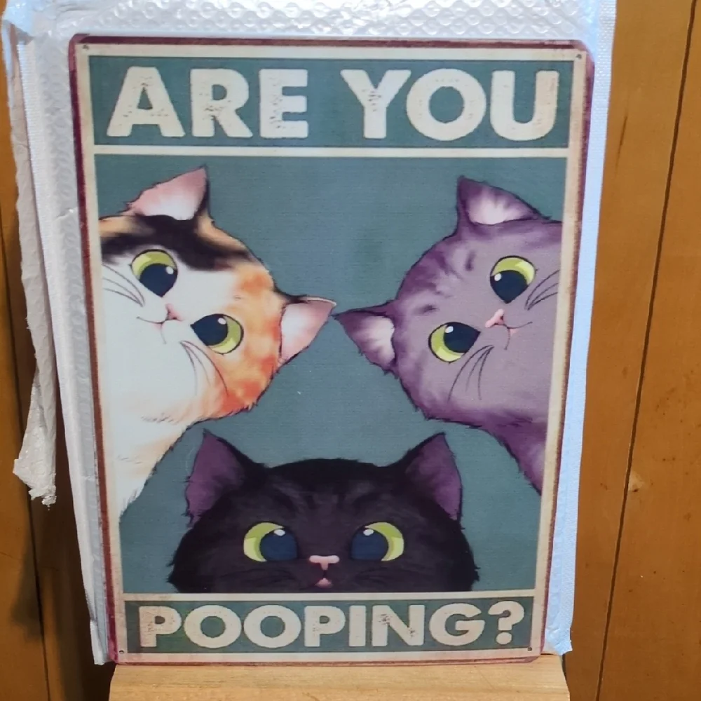 Vintage Cat Wall Sign - Multicolor